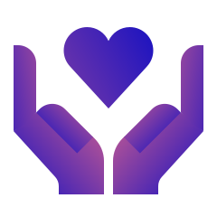 Cartoon hands holding love heart