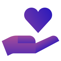 Cartoon hand holding love heart