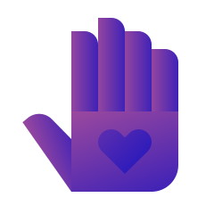 Cartoon hand with love heart